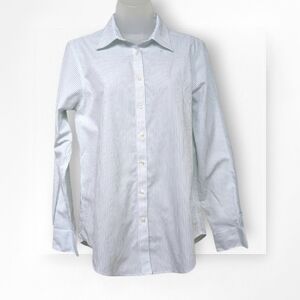 Brooks Brothers 346 Dress Shirt Women's Non-Iron White Green Striped Cotton 6